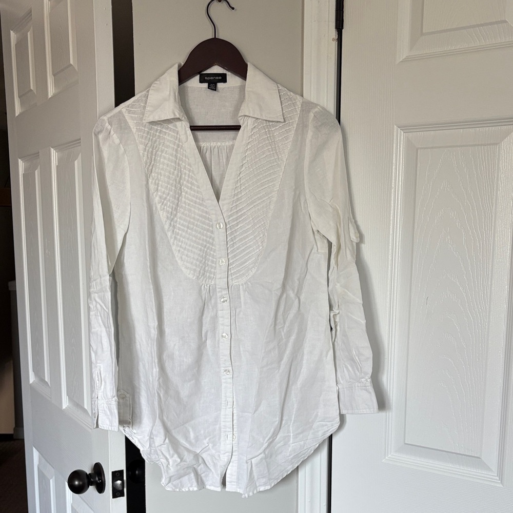 Spense White Button-Down Women's Shirt